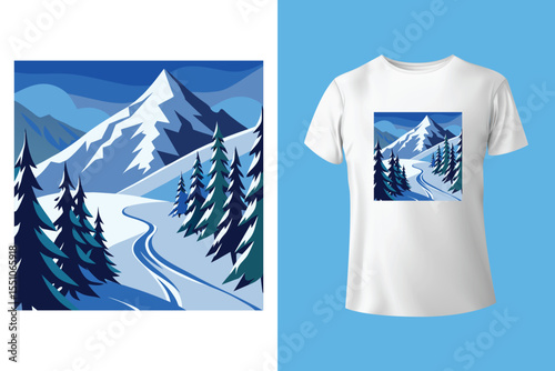 Ski winter sport vintage typography t shirt design with glasses and skier silhouette	
