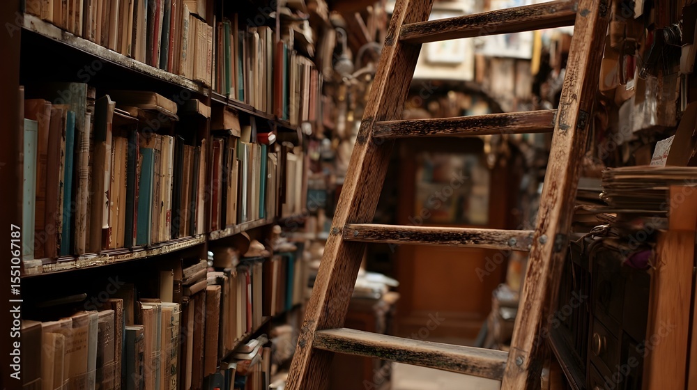 Explore Old-World Bookstore Charm Featuring Sliding Wooden Ladder Access Inviting Literary Nostalgia and Timeless Style Explore Old-World Bookstore Charm Featuring Sliding Wooden Ladder Access Inviting Literary Nostalgia and Timeless Style