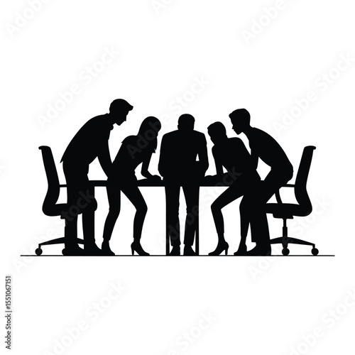 Coworking Space Layout Silhouette, Vector, Illustration, Outline, icon, Logo, White Background.