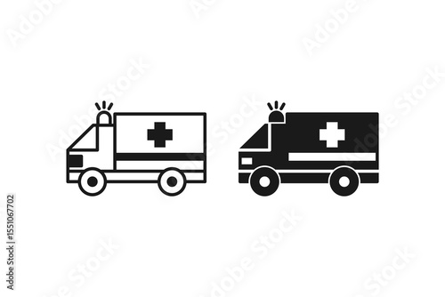 ambulance icon line and flat design