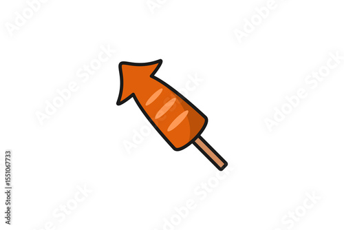 grilled squid flat design icon