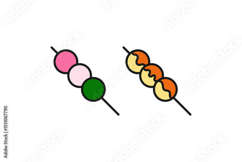 dango japanese food icon flat design