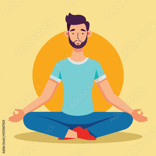 man doing yoga vector