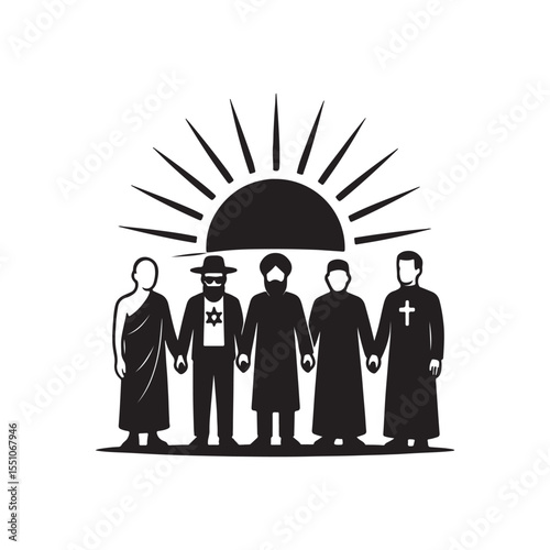 Interfaith Unity Silhouette Vector Illustration