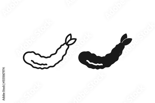 ebi furai or fried prawns in flour icon line or flat design
