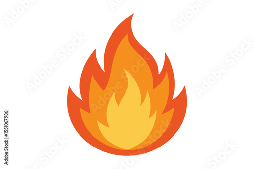 Cartoon Fire and Flames Illustration Vector Clipart on White Background