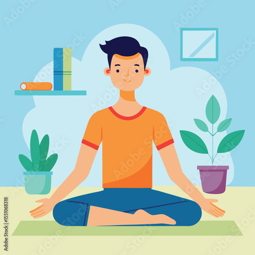 man doing yoga vector
