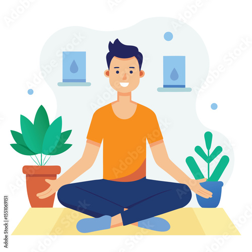 man doing yoga vector