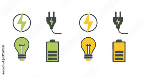 set and yellow Energy concept. Collection of modern high quality РРР line icons. Editable stroke. Premium linear symbol for web sites, flyers, banners, online shops and companies.