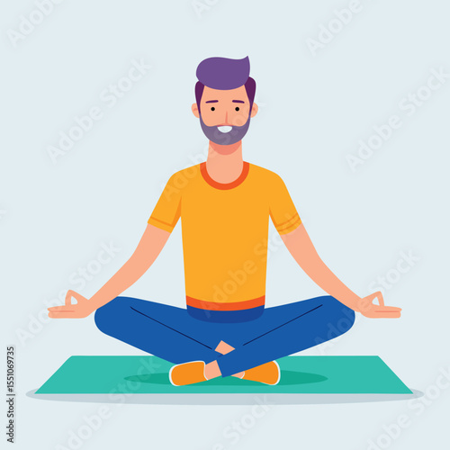 man doing yoga vector