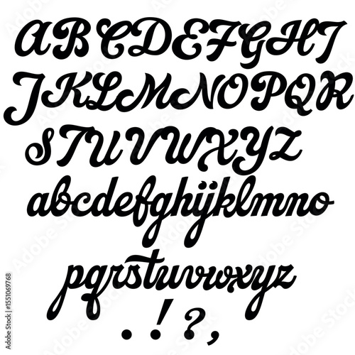 Font alphabet, vector, letters, numbers, punctuation marks,