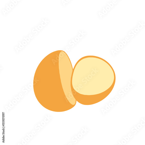 Cartoon illustration of a halved potato isolated on white background