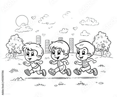 Children playing tag in the...