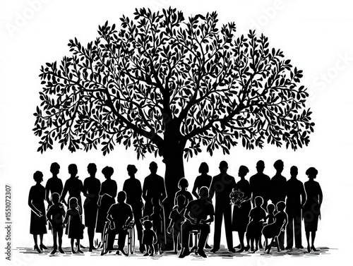 family tree shadow silhouet...