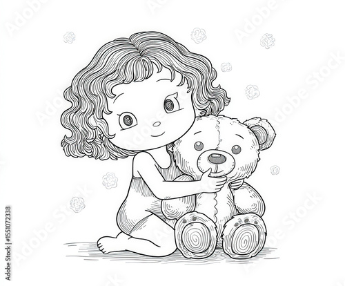 Little girl with a teddy be...