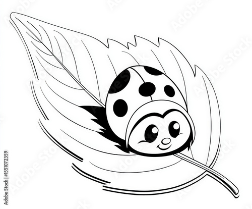Ladybug on a leaf , colorin...