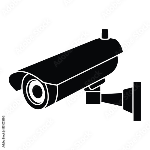 Outdoor Bullet with Bracket Silhouette, Vector, Illustration, Outline, icon, Logo, White Background.