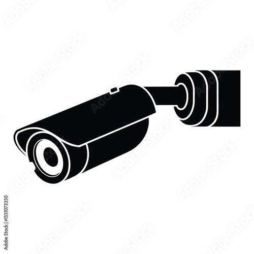 PTZ Camera Silhouette, Vector, Illustration, Outline, icon, Logo, White Background.