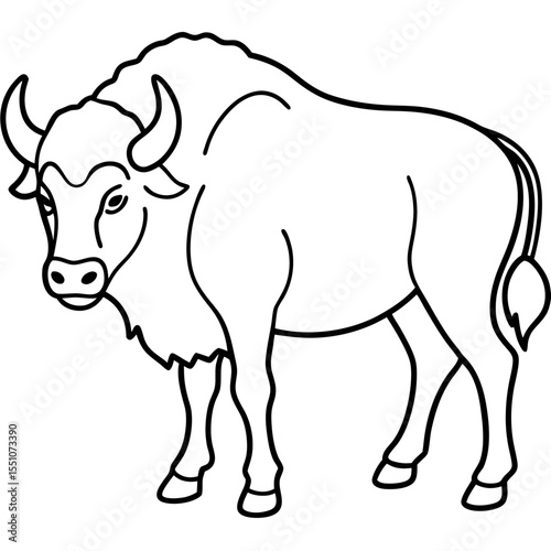 Rustic Bison Sketch Vector Art
