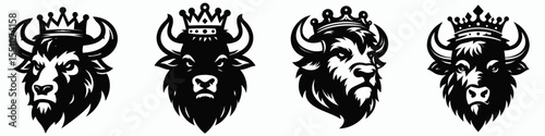 Bison. Skeleton Ghost Spooky Scary Halloween Cartoon Clipart Line Art Vector Illustration. Big land mammal a shaggy herbivore from the cattle kind roaming nature.