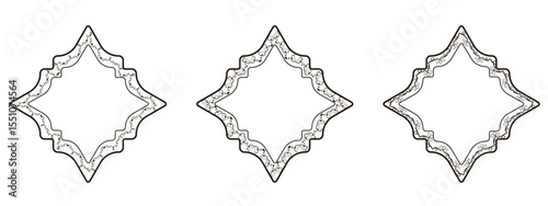 Set classic Eslimi Tazhib art design. Vector collection Iranian art design ideal for Text Box template design. Eastern floral area for Text message bubble. EPS 10