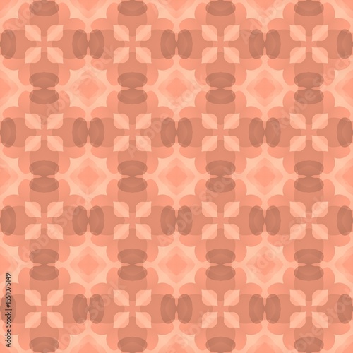 Soft Peach Abstract Geometric Floral Pattern