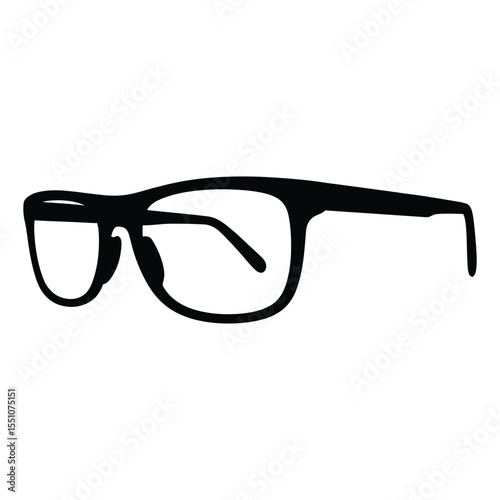 3D Rendered Glasses Silhouette, Vector, Illustration, Outline, icon, Logo, White Background.