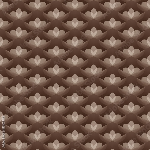 Chocolate Brown Abstract Geometric Floral Pattern