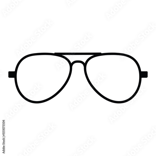 Aviator Sunglasses Silhouette, Vector, Illustration, Outline, icon, Logo, White Background.