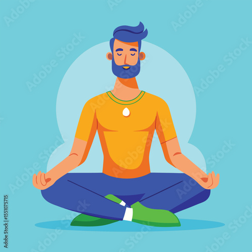 man doing yoga vector