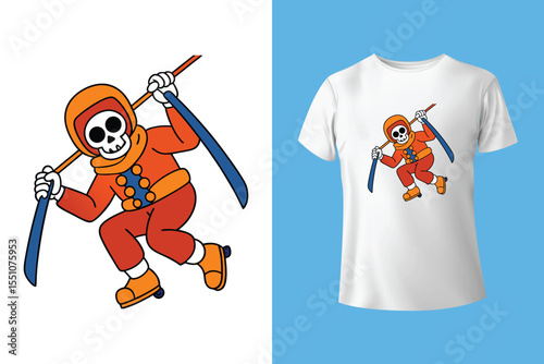 Ski winter sport vintage typography t shirt design with glasses and skier silhouette	