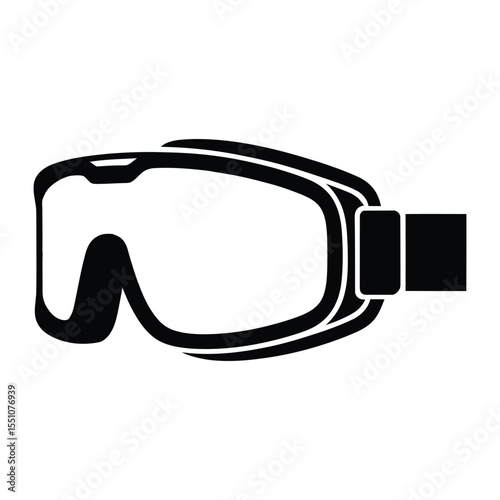 Industrial Goggle-Style Silhouette, Vector, Illustration, Outline, icon, Logo, White Background.