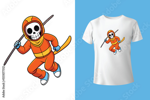 Ski winter sport vintage typography t shirt design with glasses and skier silhouette	