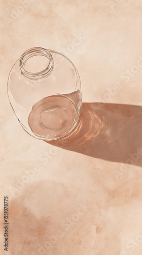 Empty glass jar on marbled surface