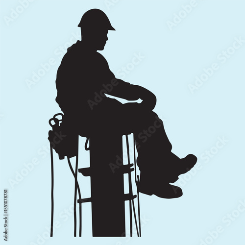 Lineman Silhouette Vector, Electrical Worker