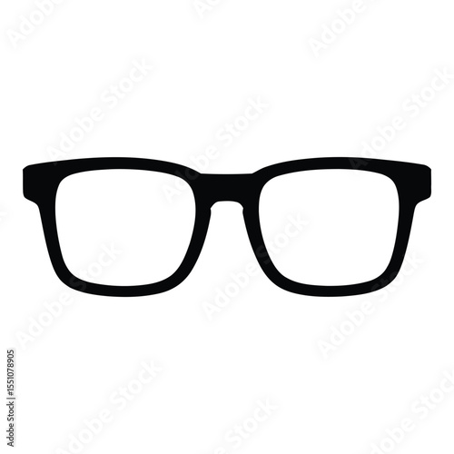 Square Thick-Frame Glasses Silhouette, Vector, Illustration, Outline, icon, Logo, White Background.