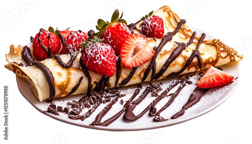 Delicious crepe with strawberry chocolate