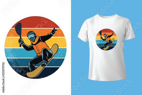 Ski winter sport vintage typography t shirt design with glasses and skier silhouette	