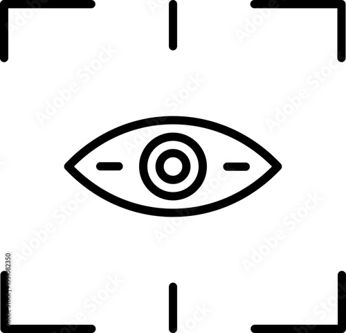 Retinal Scan Line Icon, Retinal Scan Icon – Eye Recognition, Biometric Security, Identity Verification Symbol

