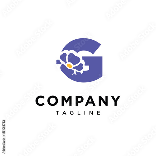 Letter G Primrose Flower Logo Icon Vector