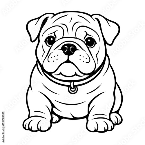 Cute brown bulldog puppy and pug dog isolated on white