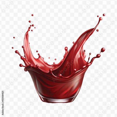 	
abstract 3d dynamic splash of liquid red wine in different style isolated on transparent background	
