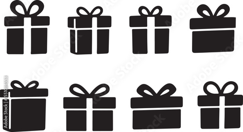 Gift box for the holiday, set of gift boxes, box, surprise, gift box icon, silhouette vector set 
