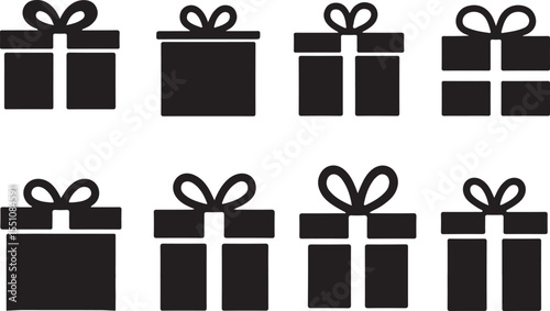 Gift box for the holiday, set of gift boxes, box, surprise, gift box icon, silhouette vector set 