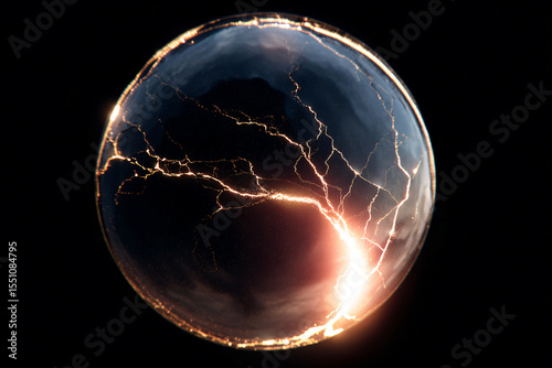 a sphere with a lightning bolt in it