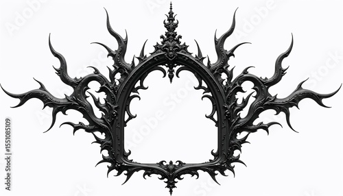 Ornate black frame with intricate details and sharp edges  