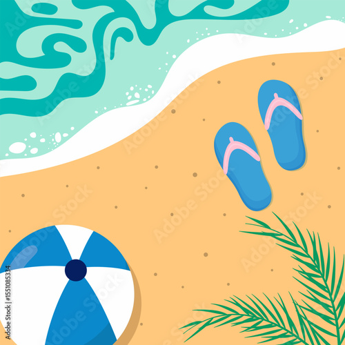 Sand beach with flip flops