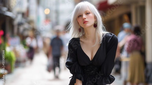 グレンヘアーの女性がこちらを見る
