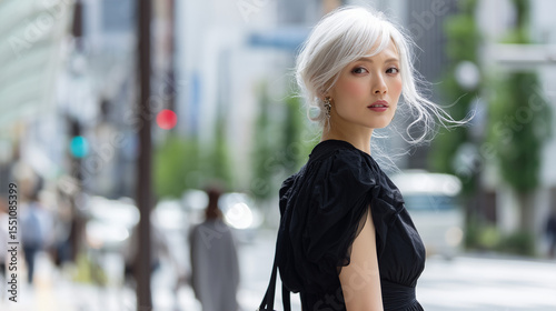 グレンヘアーの女性がこちらを見る