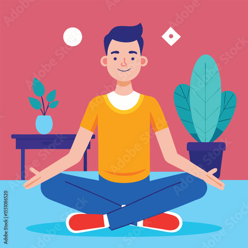 man doing yoga vector